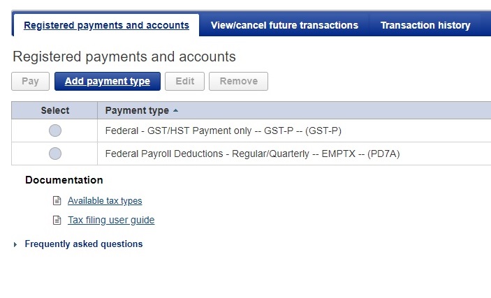 Picture - adding payment type - payroll deductions